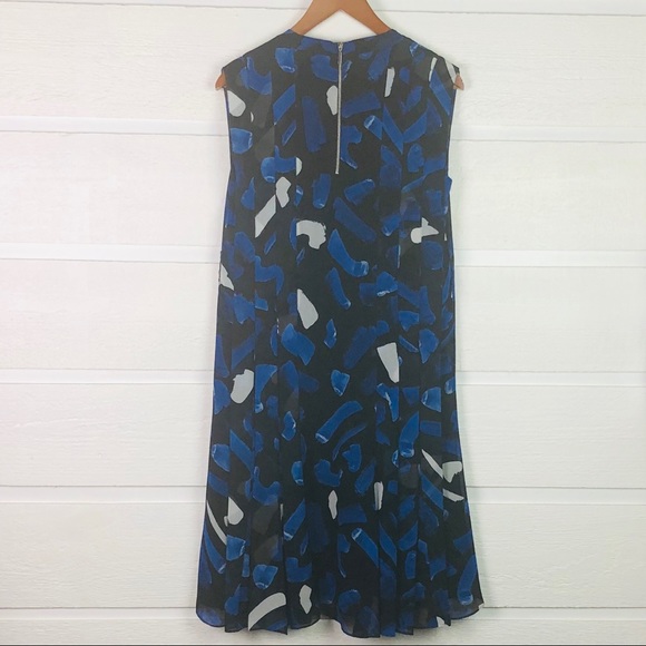 GREY JASON WU Blue 61 Brushstroke Pleated Dress - Picture 4 of 6